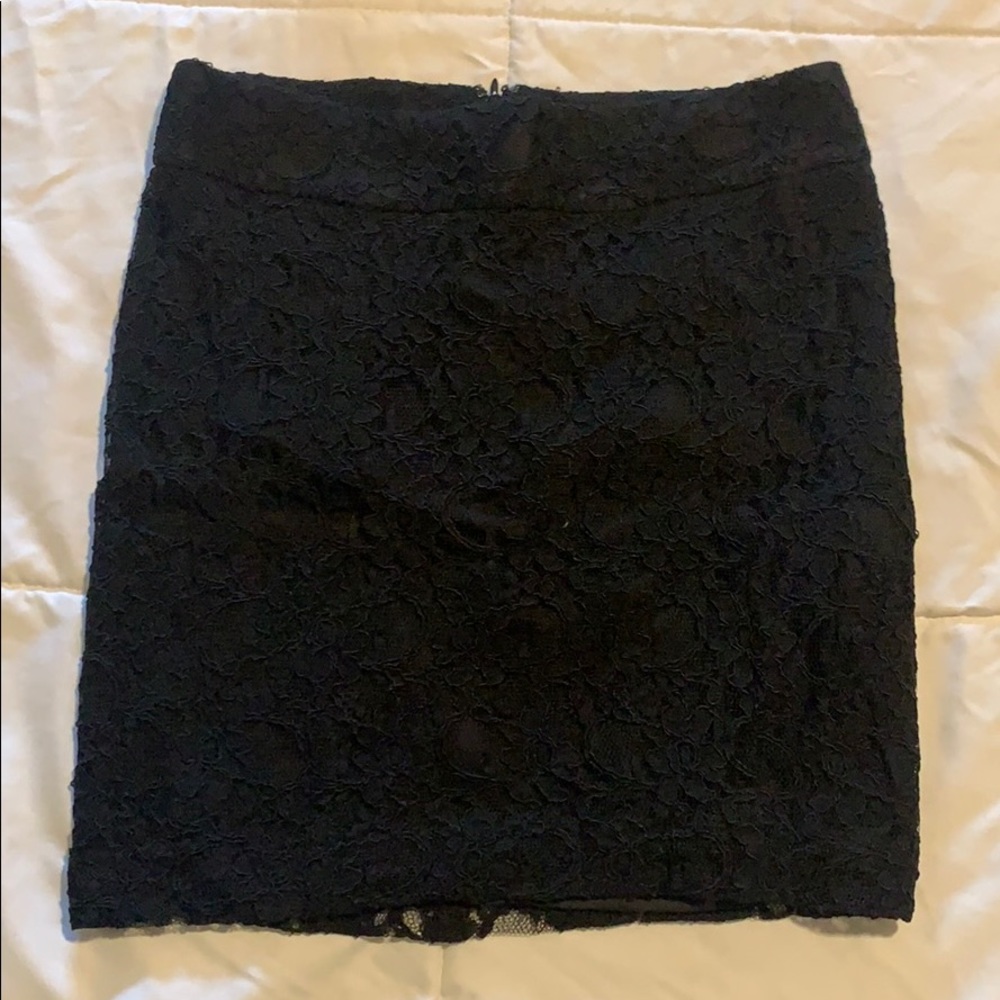 Black lace mini skirt